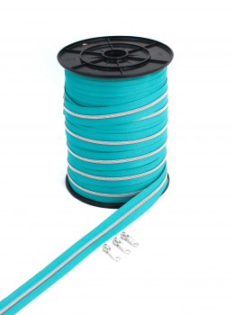 Endlosreißverschluss metallisiert mint/silber (1m)